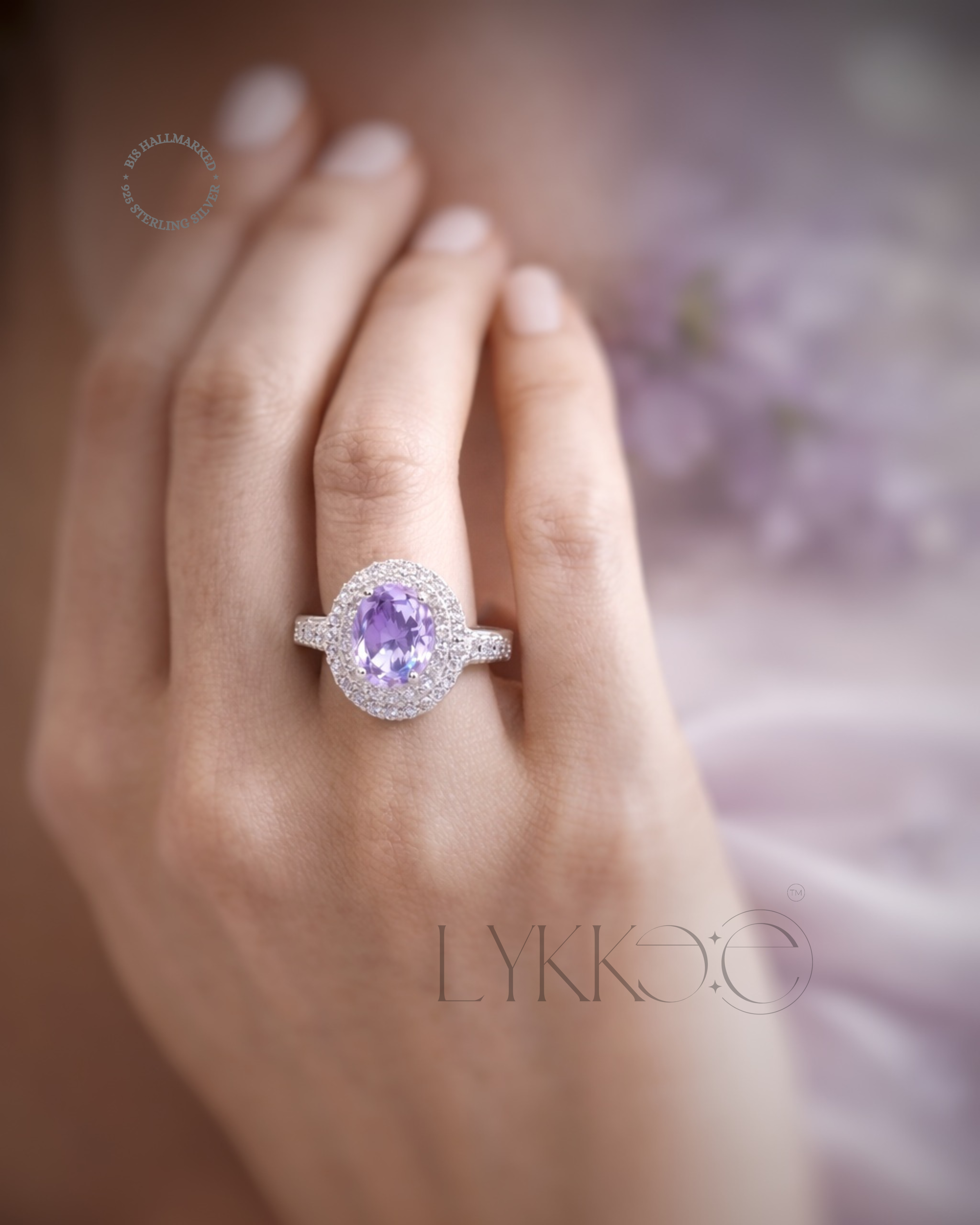 Lavender Halo Statement Ring