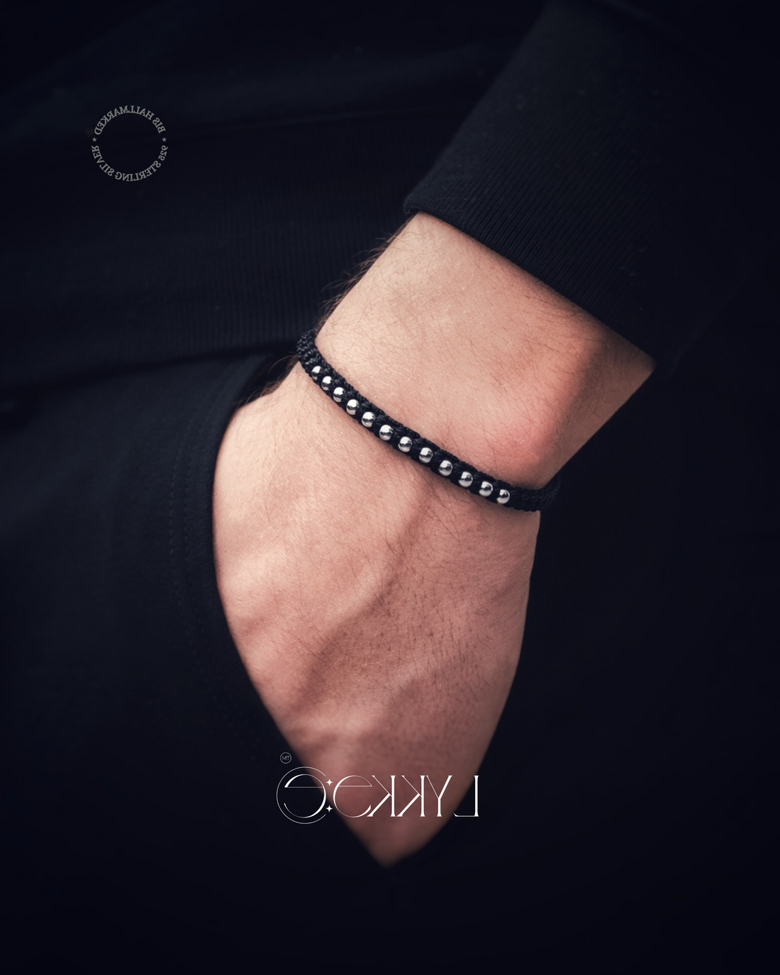 Midnight Silver Macramé Bracelet