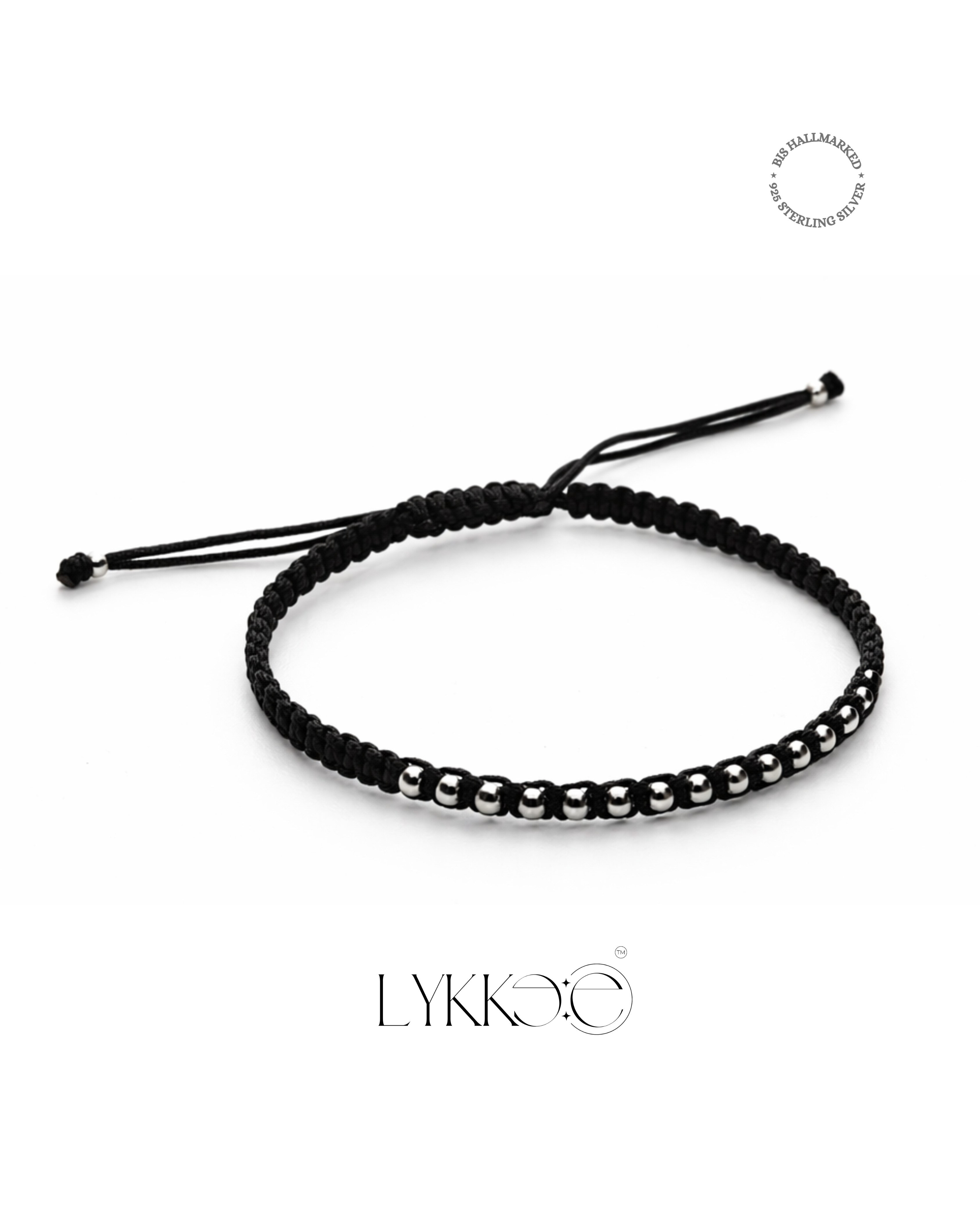 Midnight Silver Macramé Bracelet