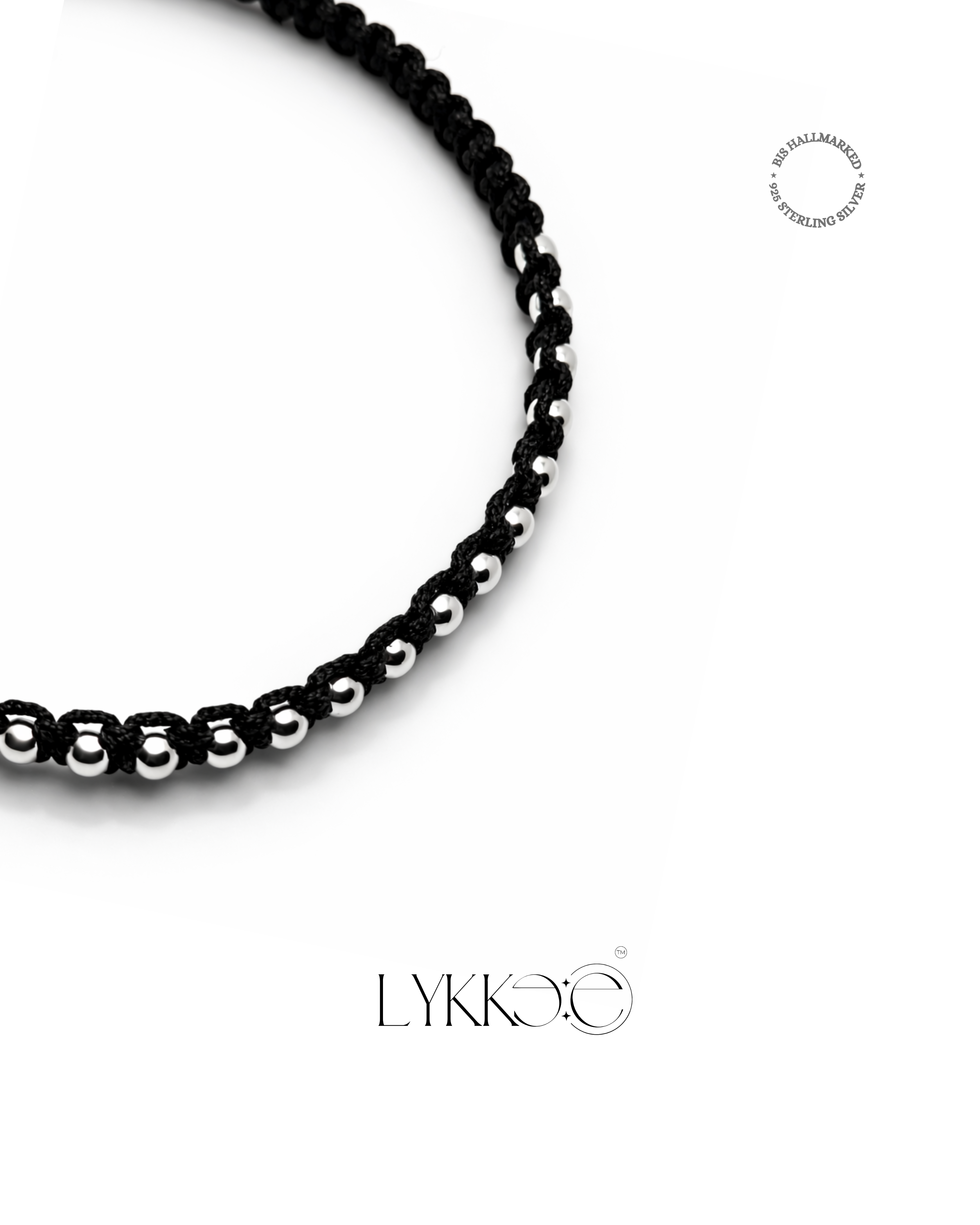 Midnight Silver Macramé Bracelet