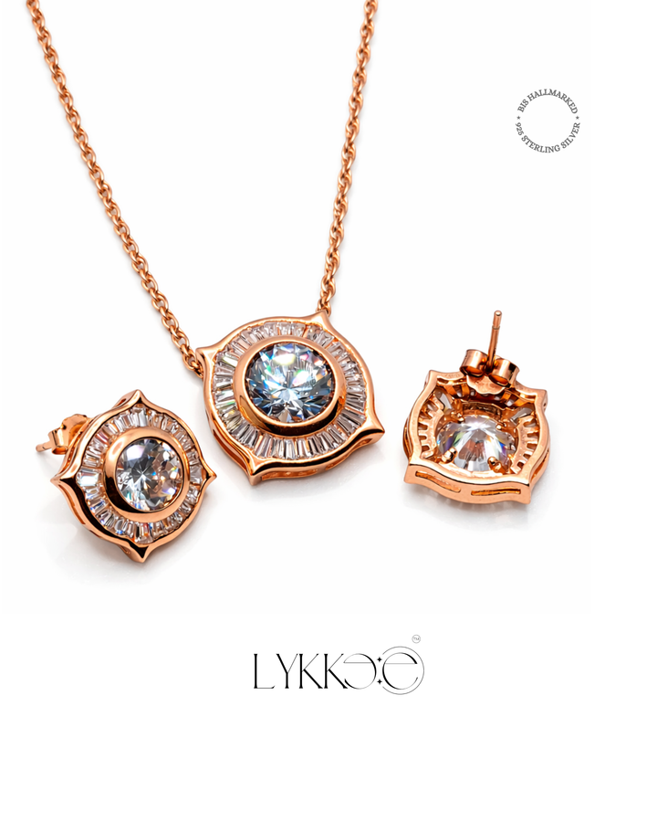 Celestia Halo Pendant & Stud Set