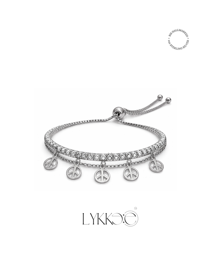 Peace Sparkle Charm Bracelet