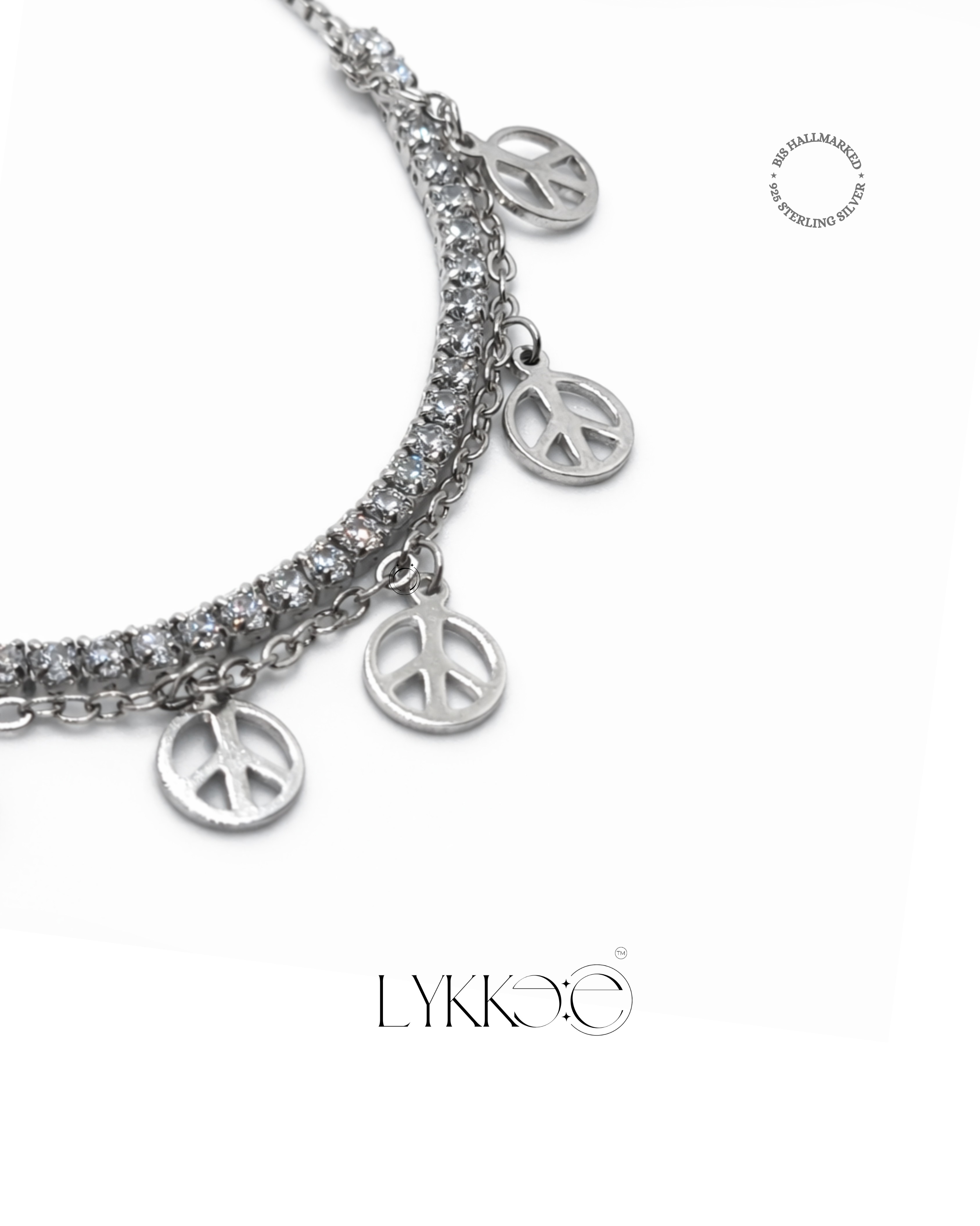 Peace Sparkle Charm Bracelet