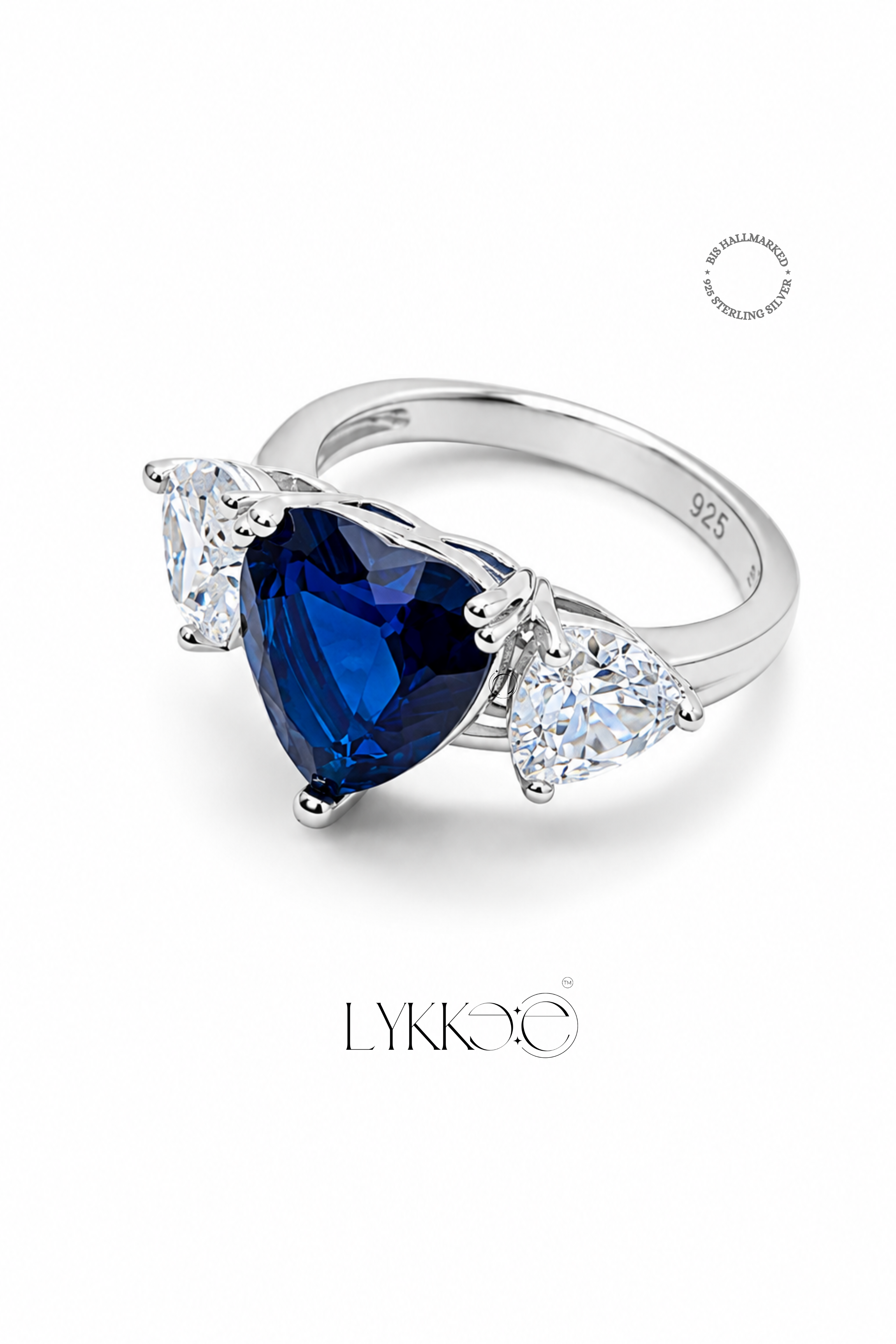 Azure Heart Trio Ring