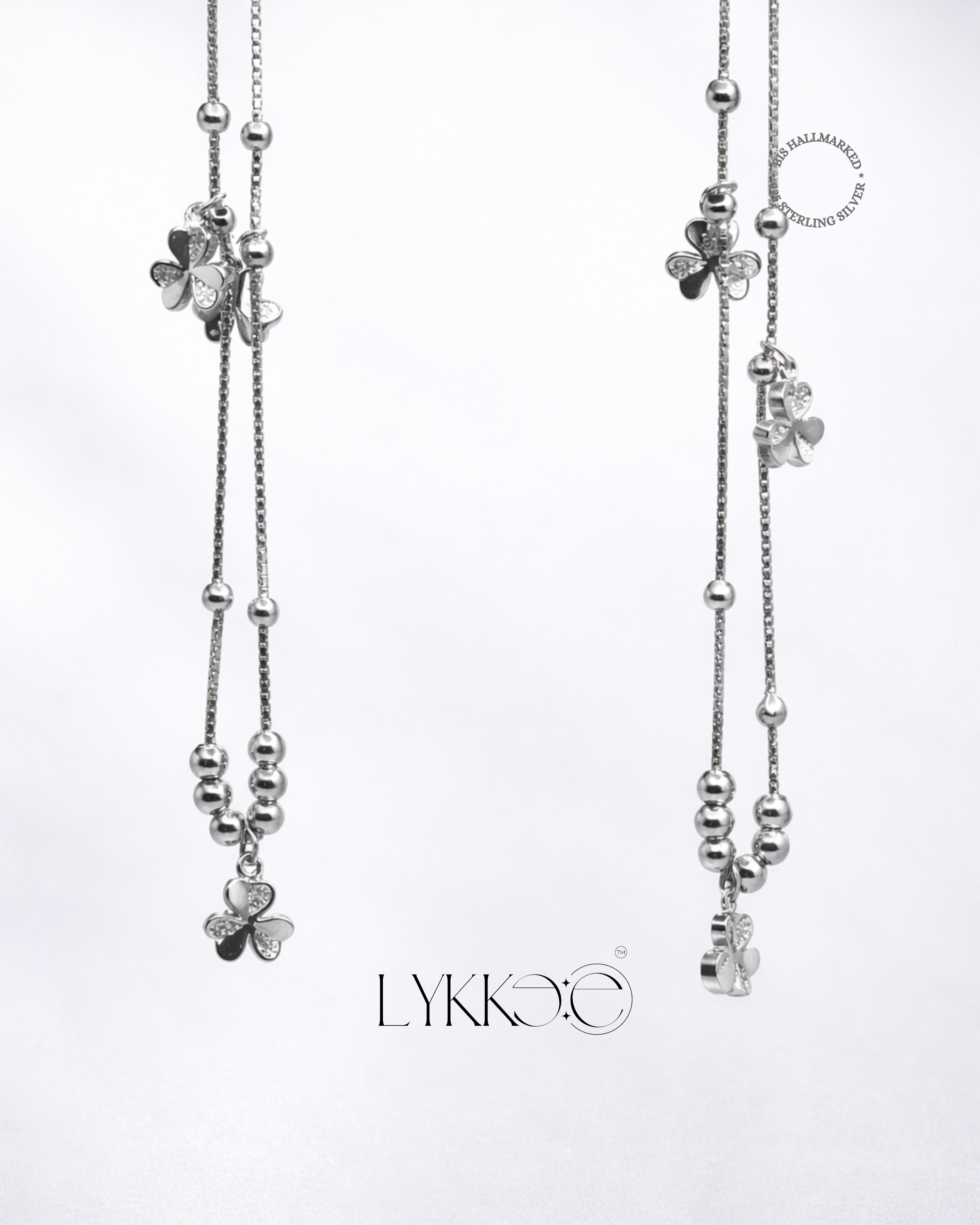 Clover Grace Silver Anklets