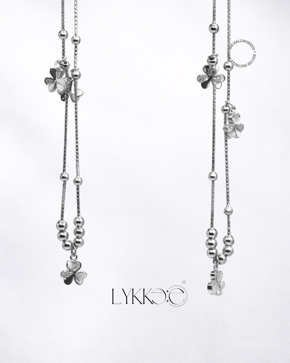 Clover Grace Silver Anklets