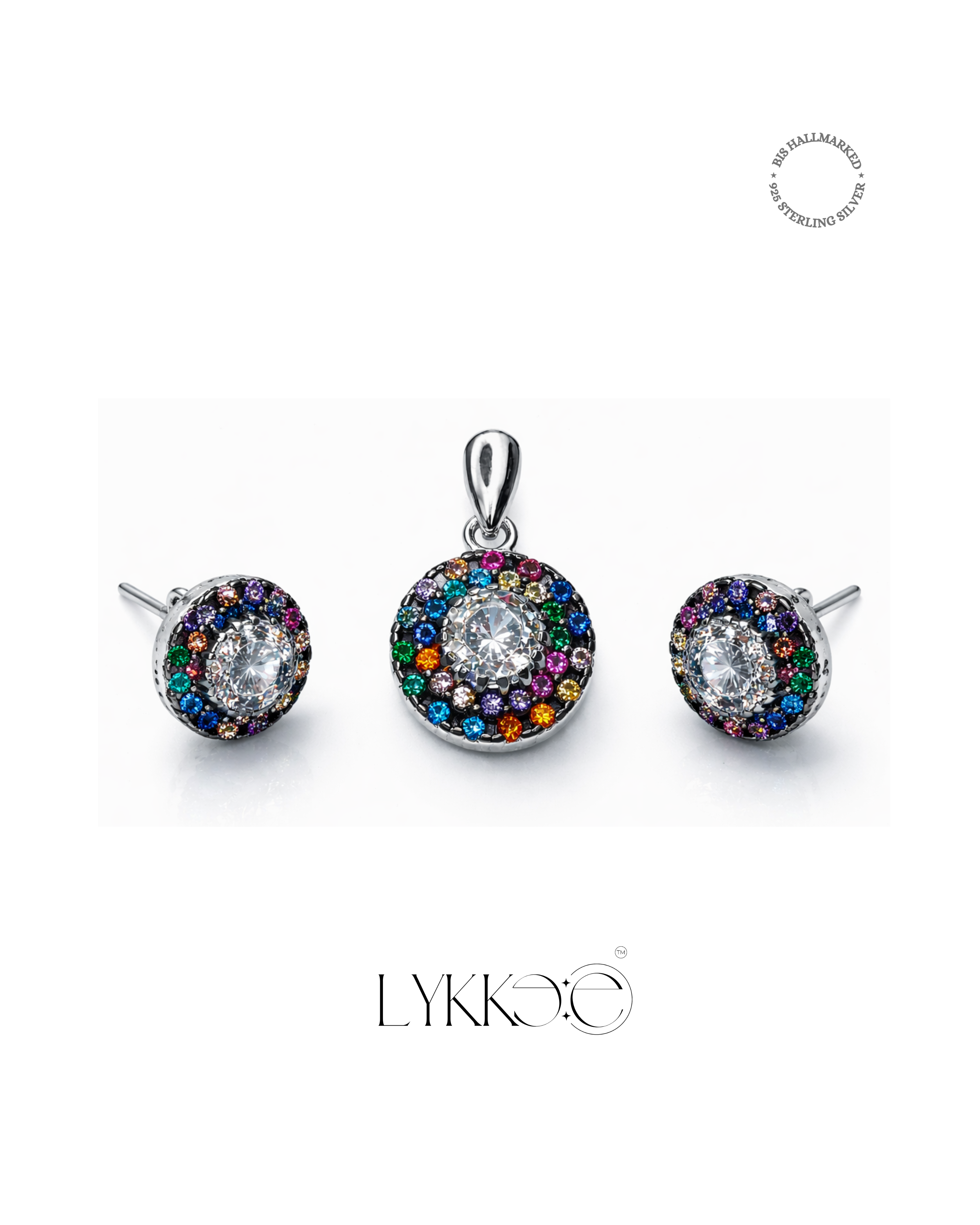 Celeste Prism Pendant & Stud Set (Without Chain)