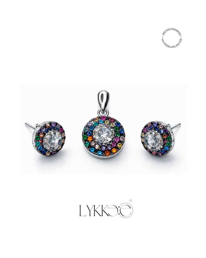 Celeste Prism Pendant & Stud Set (Without Chain)