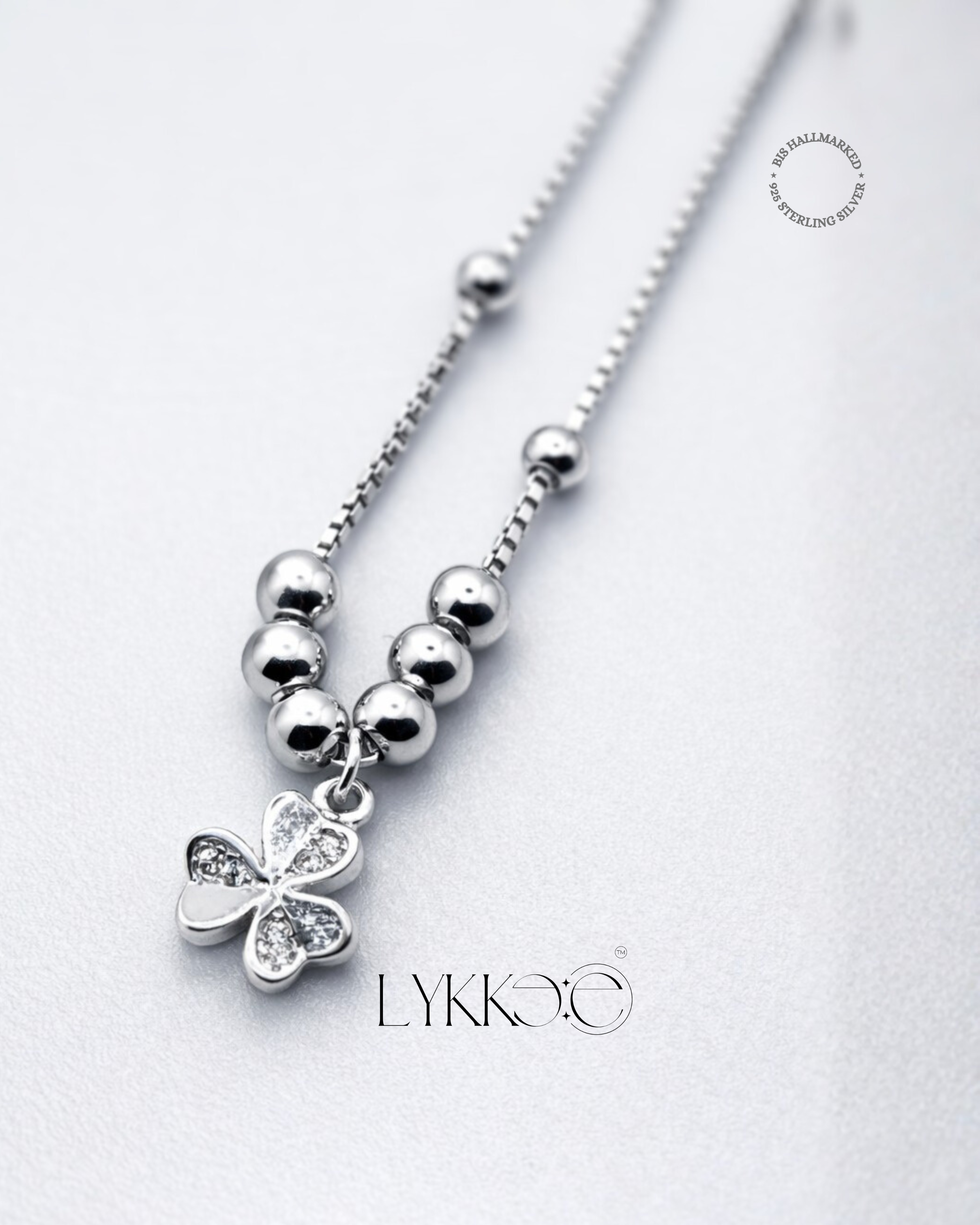 Clover Grace Silver Anklets