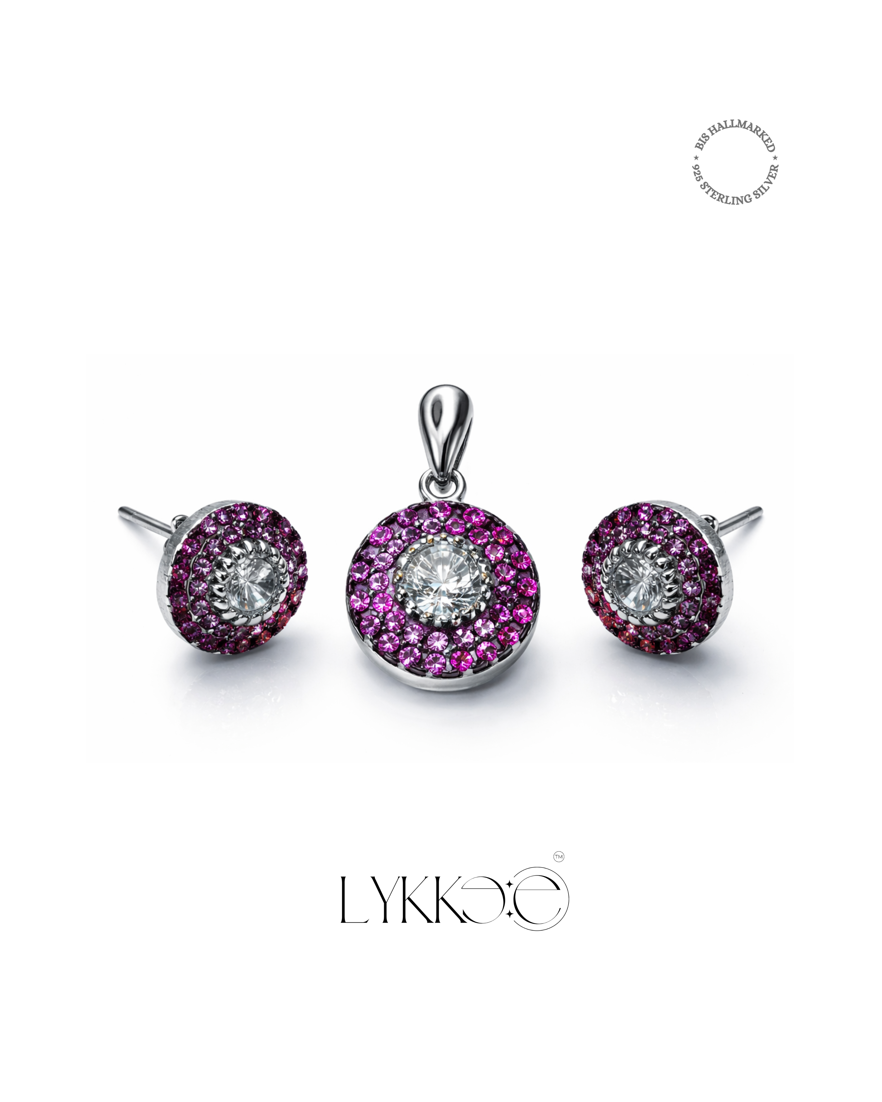 Rosé Radiance Pendant & Stud Set (Without Chain)