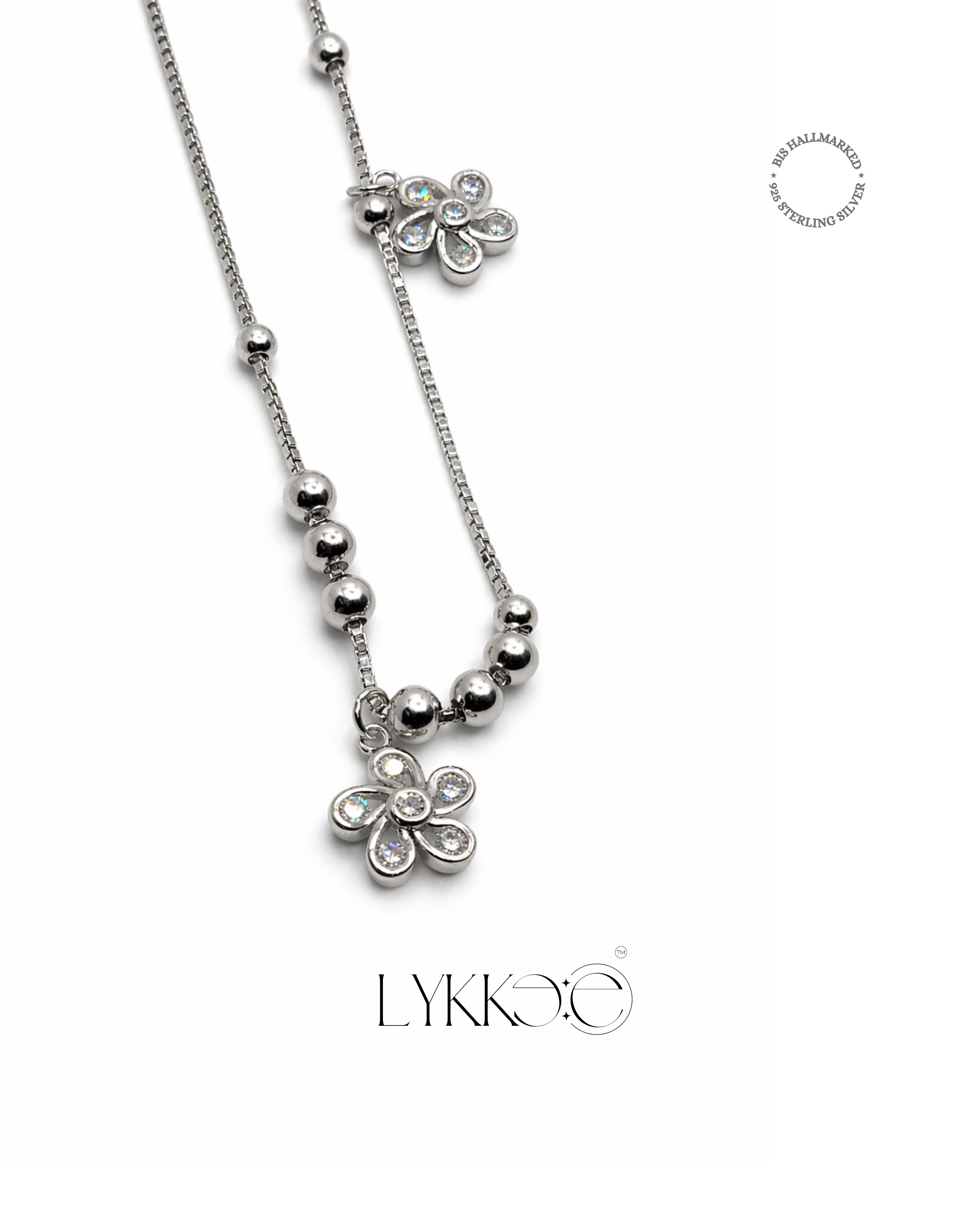 Blossom Drift Silver Anklets