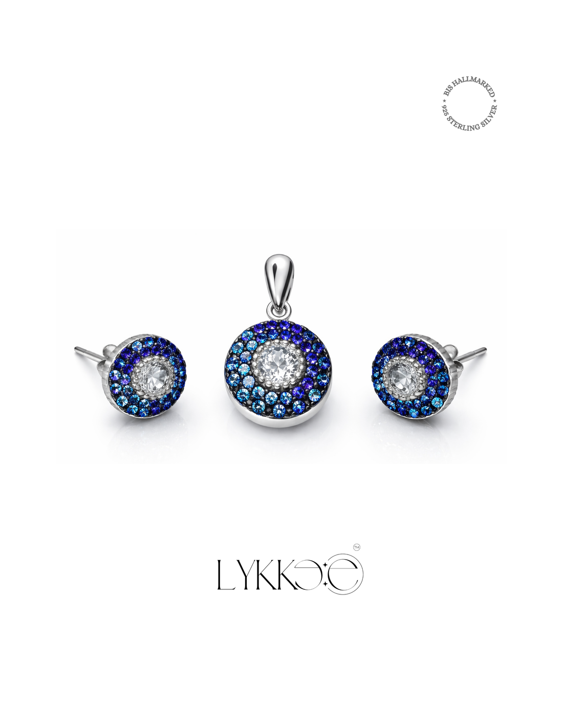 Sapphire Aura Pendant & Earrings Set (Without Chain)