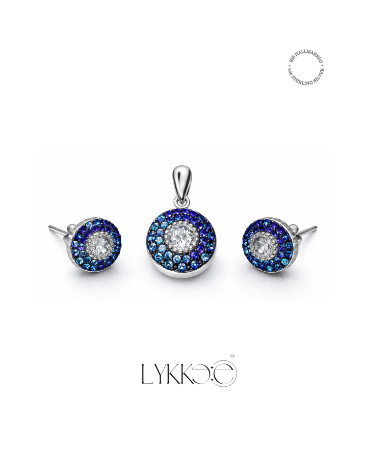 Sapphire Aura Pendant & Earrings Set (Without Chain)