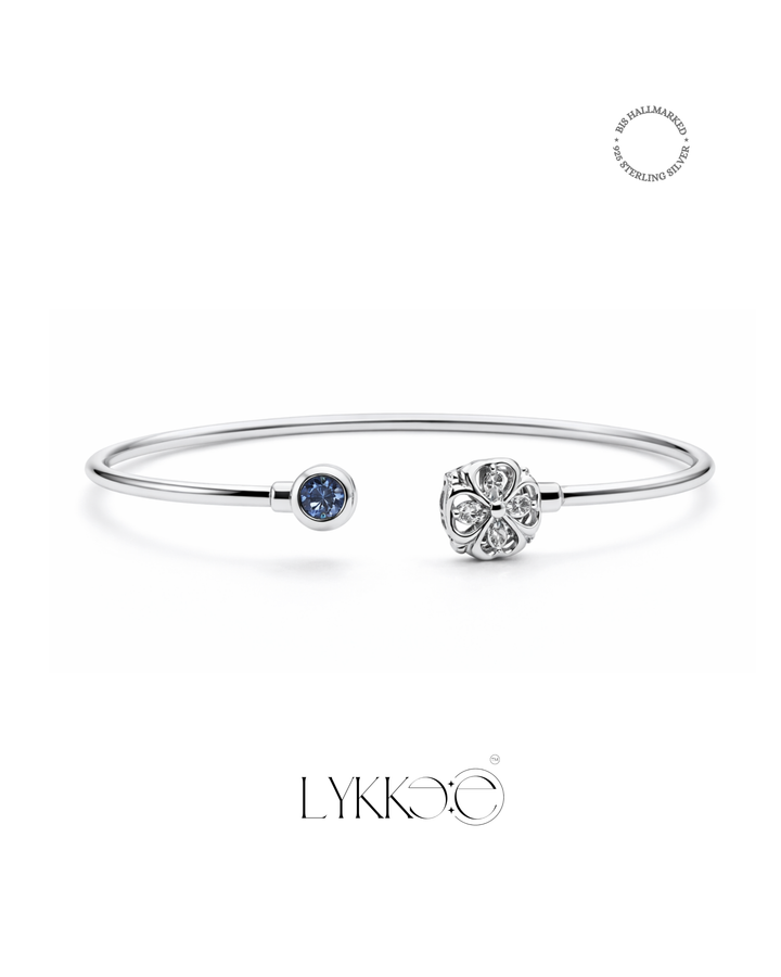 Iris Bloom Blue Stone Silver Bangle