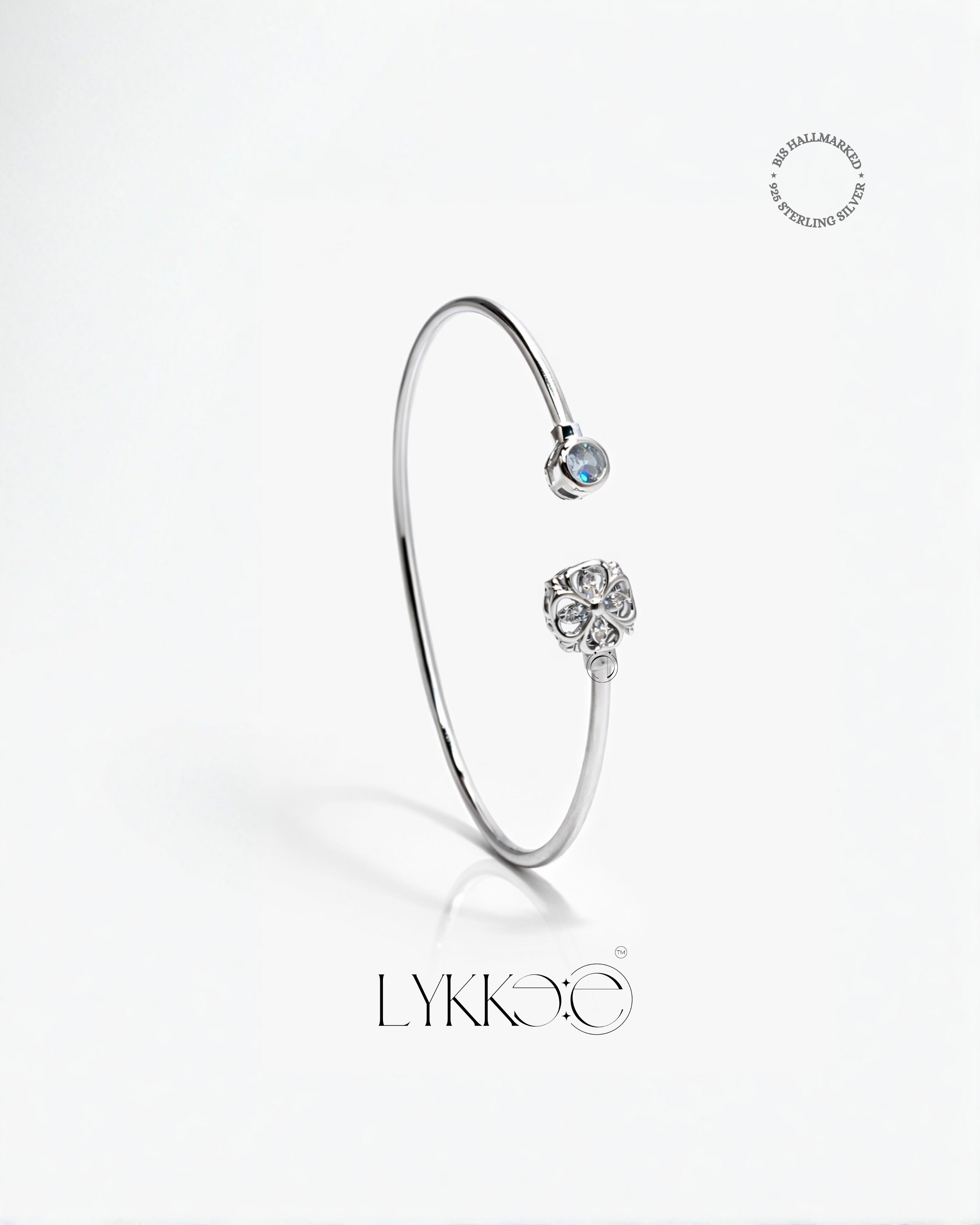 Iris Bloom Blue Stone Silver Bangle