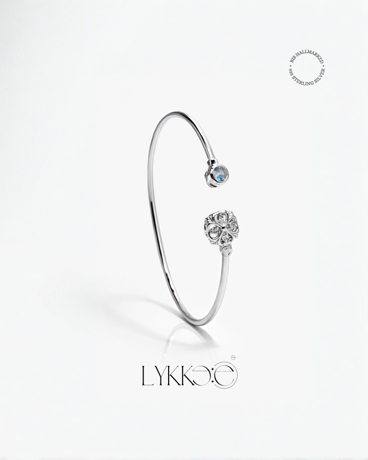 Iris Bloom Blue Stone Silver Bangle