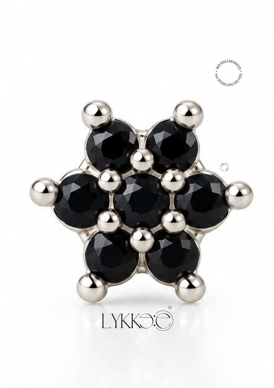 Night Flower Black Stone Nose Pin