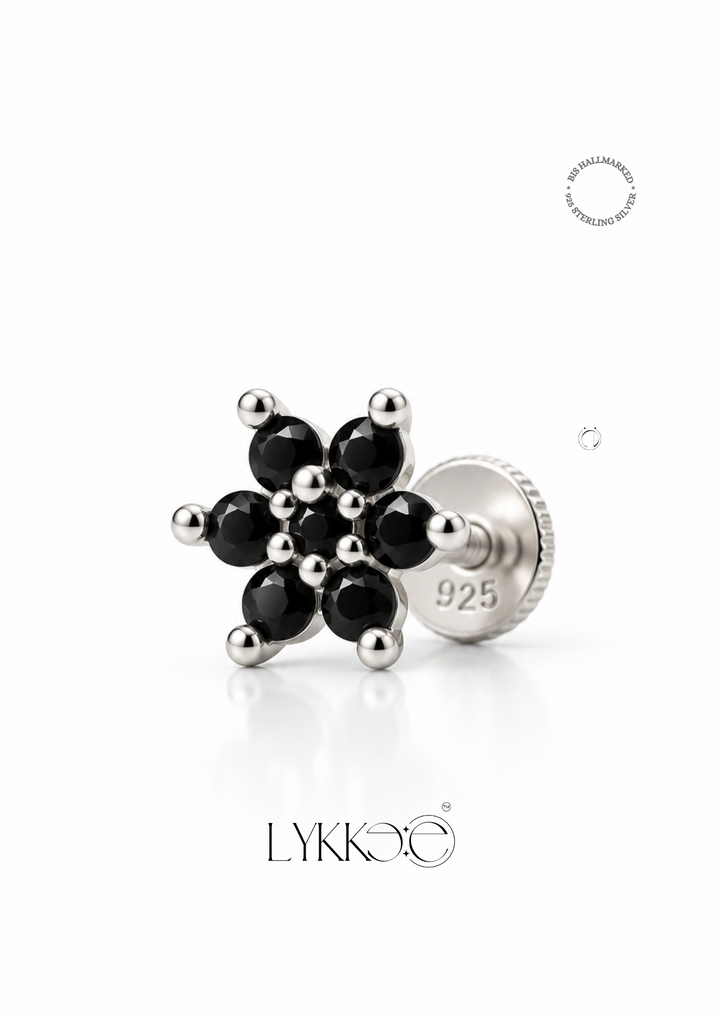Night Flower Black Stone Nose Pin